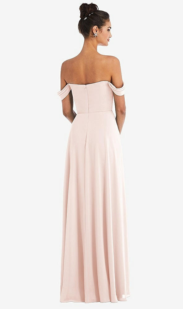 Back View - Blush Off-the-Shoulder Draped Neckline Maxi Dress