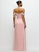 Rear View Thumbnail - Rose - PANTONE Rose Quartz Off-the-Shoulder Draped Neckline Maxi Dress