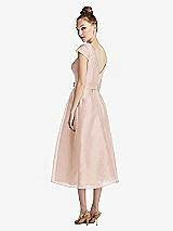 Rear View Thumbnail - Cameo Cap Sleeve Pleated Skirt Midi Dress with Bowed Waist