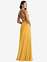 Front View Thumbnail - NYC Yellow Stand Collar Halter Maxi Dress with Criss Cross Open-Back