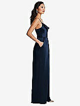 Side View Thumbnail - Midnight Navy Cowl-Neck Spaghetti Strap Maxi Jumpsuit with Pockets