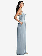 Side View Thumbnail - Mist Cowl-Neck Spaghetti Strap Maxi Jumpsuit with Pockets