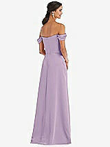 Alt View 3 Thumbnail - Pale Purple Draped Pleat Off-the-Shoulder Maxi Dress