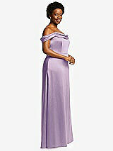 Side View Thumbnail - Pale Purple Draped Pleat Off-the-Shoulder Maxi Dress