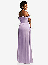 Rear View Thumbnail - Pale Purple Draped Pleat Off-the-Shoulder Maxi Dress