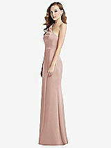 Side View Thumbnail - Toasted Sugar Shirred One-Shoulder Satin Trumpet Dress - Maddie