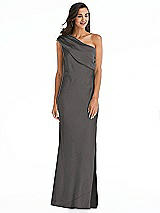 Alt View 1 Thumbnail - Caviar Gray Draped One-Shoulder Convertible Maxi Slip Dress