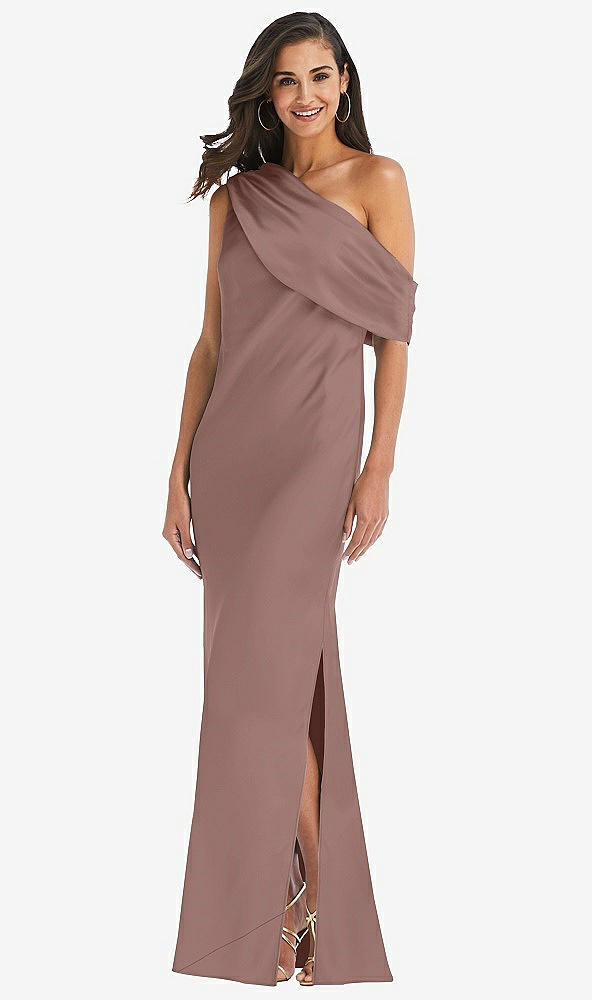 Front View - Sienna Draped One-Shoulder Convertible Maxi Slip Dress