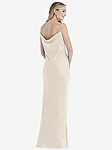 Rear View Thumbnail - Oat Asymmetrical One-Shoulder Cowl Maxi Slip Dress