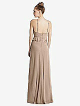 Rear View Thumbnail - Topaz Bias Ruffle Empire Waist Halter Maxi Dress with Adjustable Straps