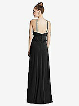 Rear View Thumbnail - Black Bias Ruffle Empire Waist Halter Maxi Dress with Adjustable Straps