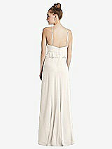 Rear View Thumbnail - Ivory Bias Ruffle Empire Waist Halter Maxi Dress with Adjustable Straps