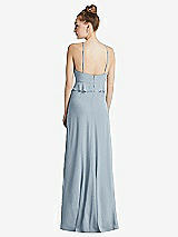 Rear View Thumbnail - Mist Bias Ruffle Empire Waist Halter Maxi Dress with Adjustable Straps