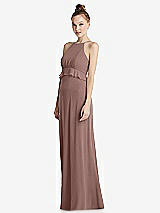 Side View Thumbnail - Sienna Bias Ruffle Empire Waist Halter Maxi Dress with Adjustable Straps