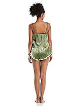 Rear View Thumbnail - Kiwi Satin Ruffle-Trimmed Lounge Shorts with Pockets - Cali