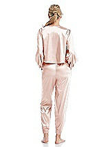 Rear View Thumbnail - Blush Satin Joggers with Pockets - Mica