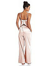 Rear View Thumbnail - Blush Satin Wide-Leg Lounge Pants with Pockets - Ray