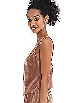 Side View Thumbnail - Tawny Rose Split Back Slim Strap Velvet Cami - Sari