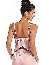 Rear View Thumbnail - Rose - PANTONE Rose Quartz Split Back Satin Cami Top with Slim Straps