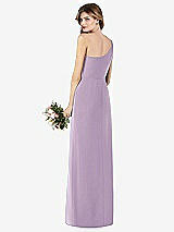 Rear View Thumbnail - Pale Purple One-Shoulder Crepe Trumpet Gown with Front Slit