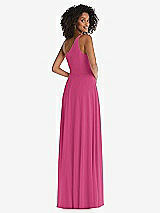 Rear View Thumbnail - Tea Rose One-Shoulder Chiffon Maxi Dress with Shirred Front Slit