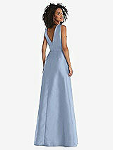 Rear View Thumbnail - Cloudy Jewel Neck Asymmetrical Shirred Bodice Maxi Dress with Pockets