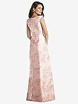 Rear View Thumbnail - Bow And Blossom Print Off-the-Shoulder Draped Wrap Floral Satin Maxi Dress