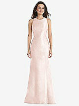 Front View Thumbnail - Blush Jewel Neck Bowed Open-Back Trumpet Dress 