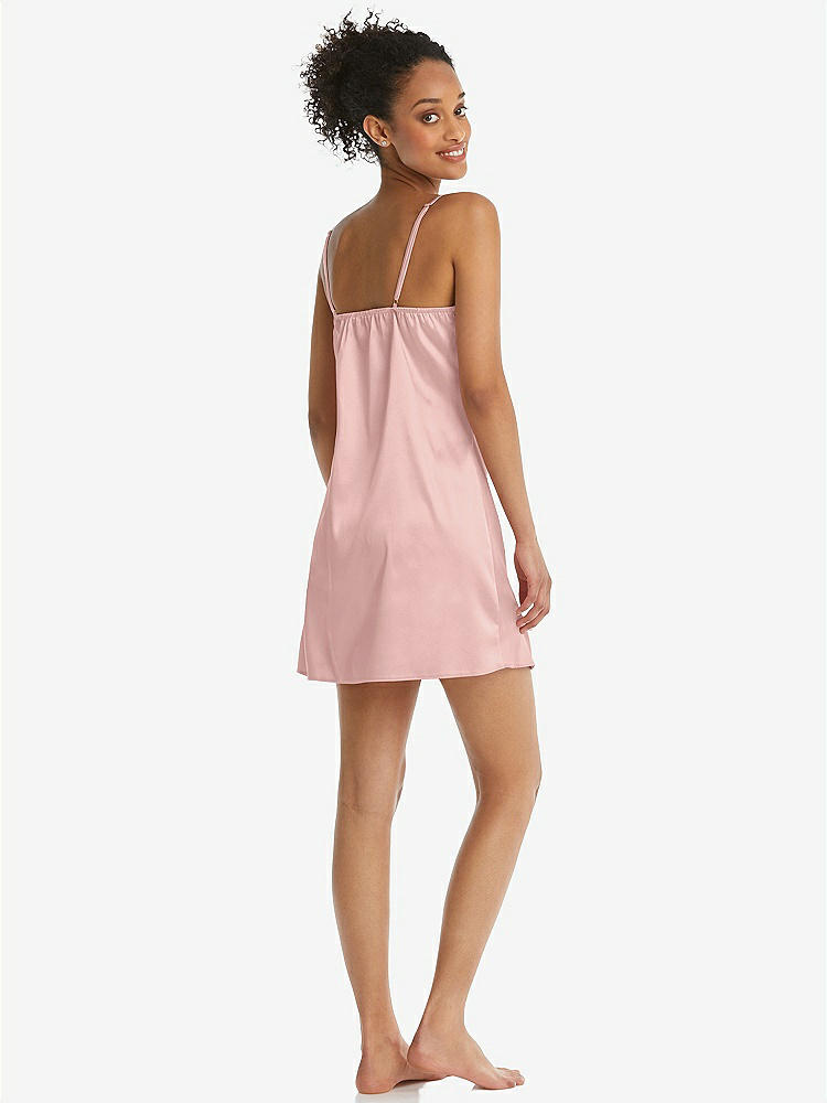 Back View - Rose - PANTONE Rose Quartz Mini Stretch Satin Slip with Adjustable Straps - Kyle