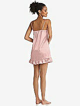 Rear View Thumbnail - Rose - PANTONE Rose Quartz  Ruffled Hem Mini Stretch Satin Slip with Keyhole Neck - Jordan