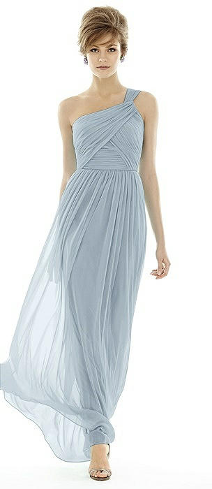 One-Shoulder Asymmetrical Draped Wrap Maxi Dress