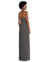 Alt View 4 Thumbnail - Caviar Gray Draped Chiffon Grecian Column Gown with Convertible Straps