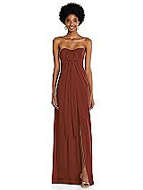 Alt View 3 Thumbnail - Auburn Moon Draped Chiffon Grecian Column Gown with Convertible Straps