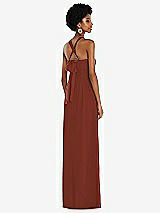 Side View Thumbnail - Auburn Moon Draped Chiffon Grecian Column Gown with Convertible Straps