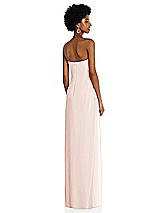 Alt View 4 Thumbnail - Blush Draped Chiffon Grecian Column Gown with Convertible Straps