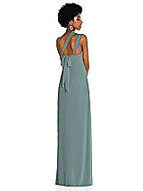 Alt View 2 Thumbnail - Icelandic Draped Chiffon Grecian Column Gown with Convertible Straps