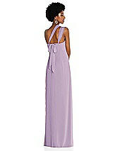 Alt View 2 Thumbnail - Pale Purple Draped Chiffon Grecian Column Gown with Convertible Straps