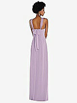 Rear View Thumbnail - Pale Purple Draped Chiffon Grecian Column Gown with Convertible Straps