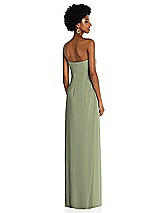 Alt View 4 Thumbnail - Sage Draped Chiffon Grecian Column Gown with Convertible Straps