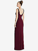 Rear View Thumbnail - Cabernet Wide Strap Slash Cutout Empire Dress with Front Slit