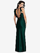 Front View Thumbnail - Evergreen Ruffle Trimmed Open-Back Maxi Slip Dress