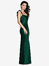 Alt View 1 Thumbnail - Hunter Green Ruffle Trimmed Open-Back Maxi Slip Dress