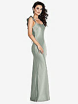 Alt View 1 Thumbnail - Willow Green Ruffle Trimmed Open-Back Maxi Slip Dress