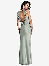 Front View Thumbnail - Willow Green Ruffle Trimmed Open-Back Maxi Slip Dress