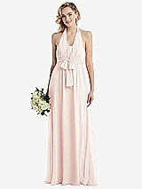 Alt View 1 Thumbnail - Blush Empire Waist Shirred Skirt Convertible Sash Tie Maxi Dress