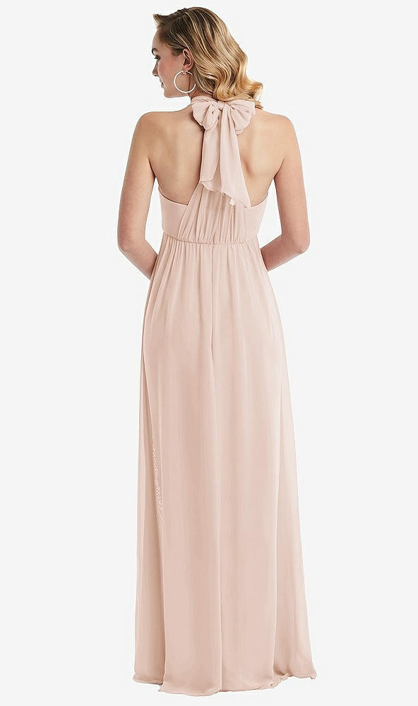 Back View - Cameo Empire Waist Shirred Skirt Convertible Sash Tie Maxi Dress