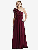 Alt View 3 Thumbnail - Cabernet Empire Waist Shirred Skirt Convertible Sash Tie Maxi Dress