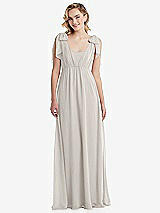 Front View Thumbnail - Oyster Empire Waist Shirred Skirt Convertible Sash Tie Maxi Dress