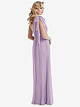 Alt View 4 Thumbnail - Pale Purple Empire Waist Shirred Skirt Convertible Sash Tie Maxi Dress