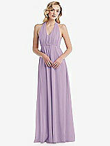 Alt View 5 Thumbnail - Pale Purple Empire Waist Shirred Skirt Convertible Sash Tie Maxi Dress
